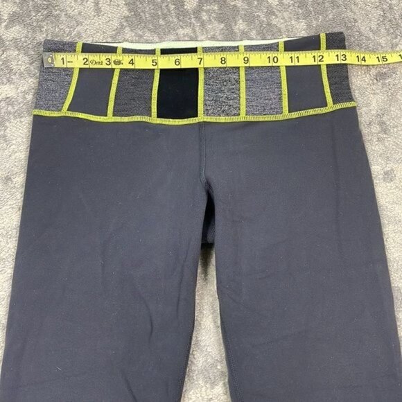 Lululemon Groove Capri Leggings Gray Color Block Neon Stitch Waist Yoga Sz 6 - Picture 6 of 10